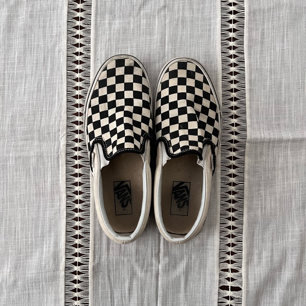 Checkered slip on vans